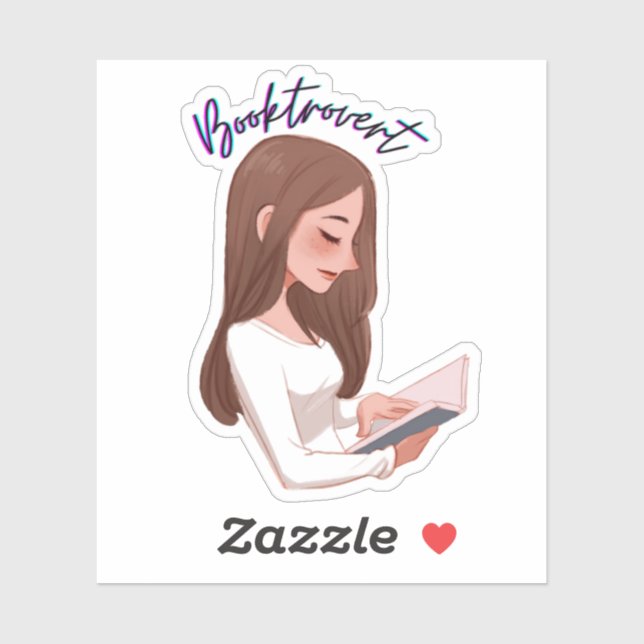 Booktrovert fille classique autocollant (Feuille)