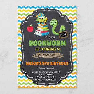 bookWorm Retour à l'école Fête Invitation
