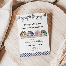 Boom Crash Monster Camion Invitation Anniversaire