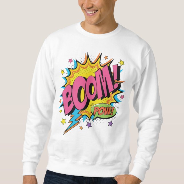 BOOM POW Sweatshirt de BD - Retro Pop Art Explosio (Devant)