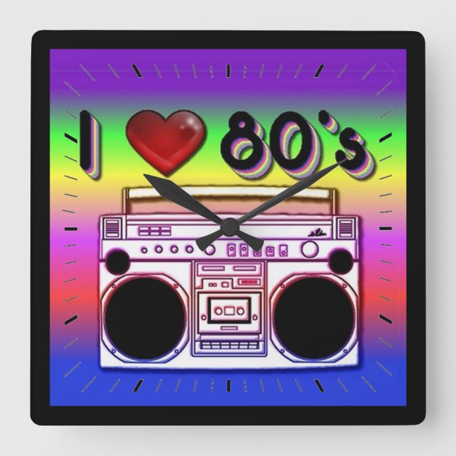 Boombox 80's Retro 80's Wall Horloge (Recto)