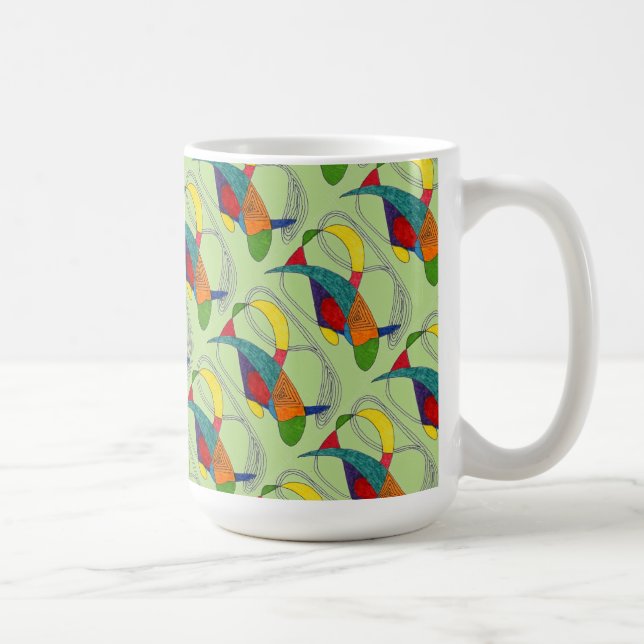 "Boomerangs on Green Tiled" Résumé Conception Mug (Droite)