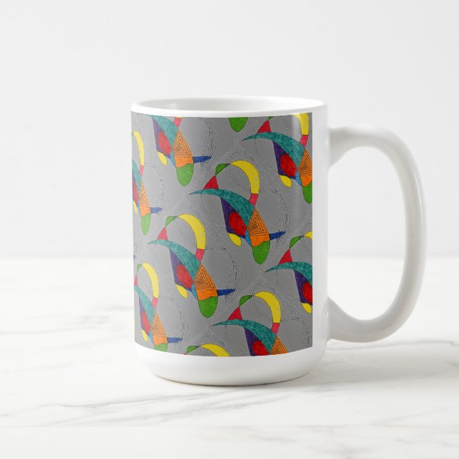 "Boomerangs on Grey Tiled" Abstract Design Mug (Droite)