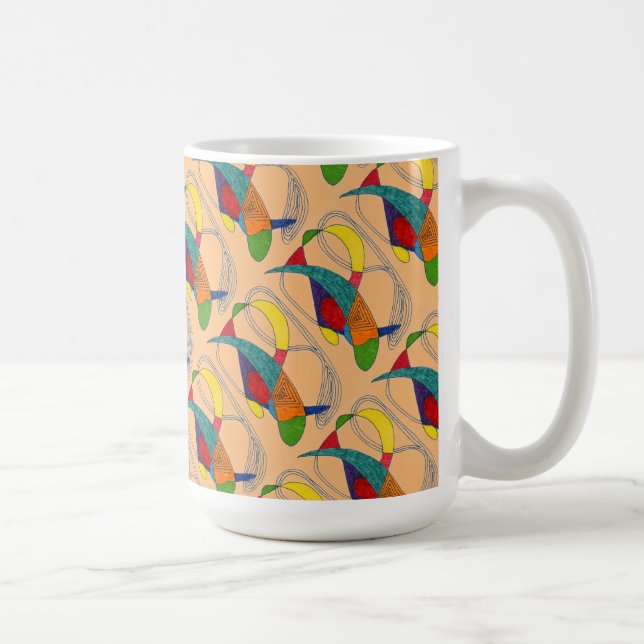 "Boomerangs on Orange Tiled" Abstract Design Mug (Droite)