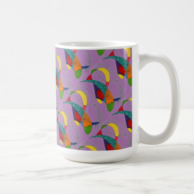 "Boomerangs on Purple Tiled" Abstract Design Mug (Droite)