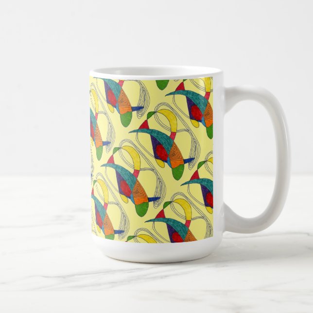 "Boomerangs on Yellow Tiled" Abstract Design Mug (Droite)