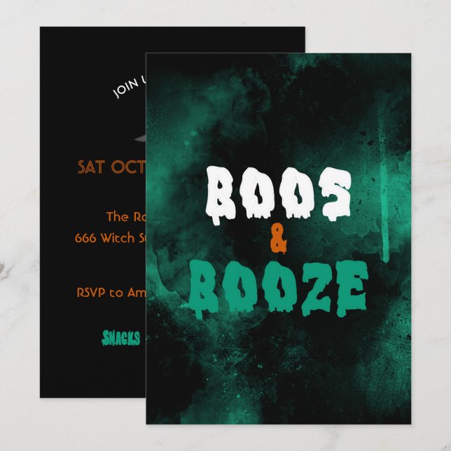 Boos and Boos Adult Halloween Party Invitation (Devant / Derrière)