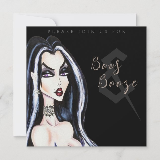Boos and Booze Adult Halloween Party Invitation (Devant)