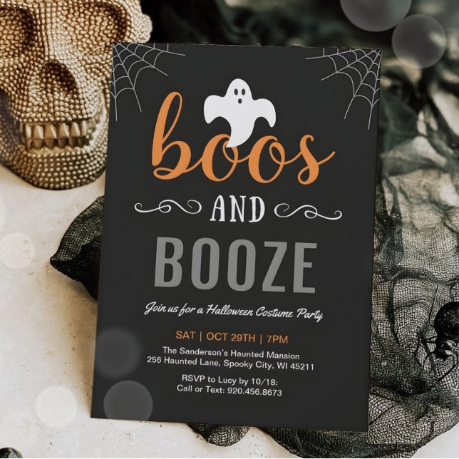 Boos and Booze Adult Halloween Party Invitation (Créateur téléchargé)