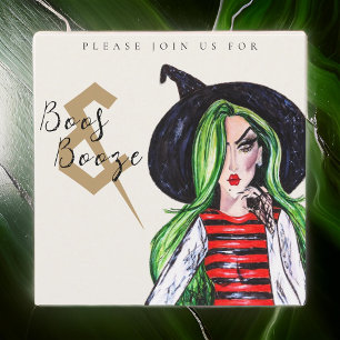 Boos and Booze Halloween Witch Party Invitation