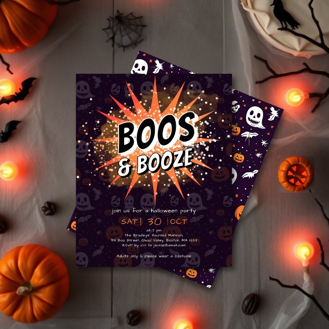 Boos & Booze Adulte Halloween Invitation (Créateur téléchargé)