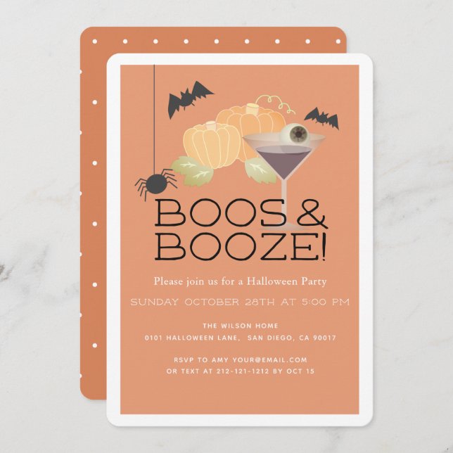 Boos & Booze Citrouille Invitation de la fête d'Ha (Devant / Derrière)