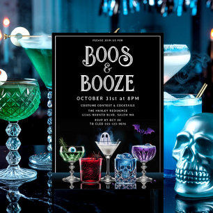 Boos & Booze Fancy Cocktail Custom Foil Invitation