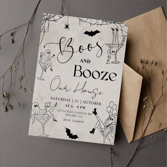 Boos & Booze Halloween Party Invitation (Créateur téléchargé)