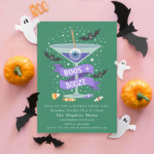 Boos & Booze Martini Halloween Party Invitation
