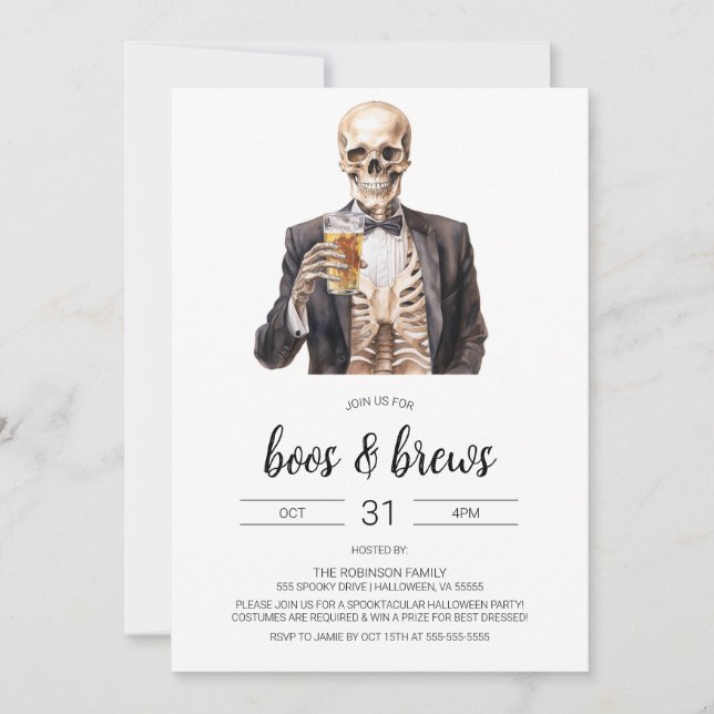 Boos & Brews Halloween Adult Party Invitation (Devant)