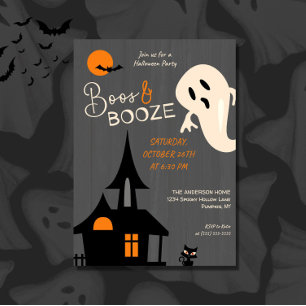 Boos éffrayants & Booze Halloween Party Invitation