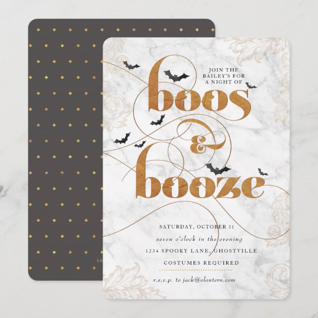Boos et Booze Halloween Elegant Invitation (Devant / Derrière)