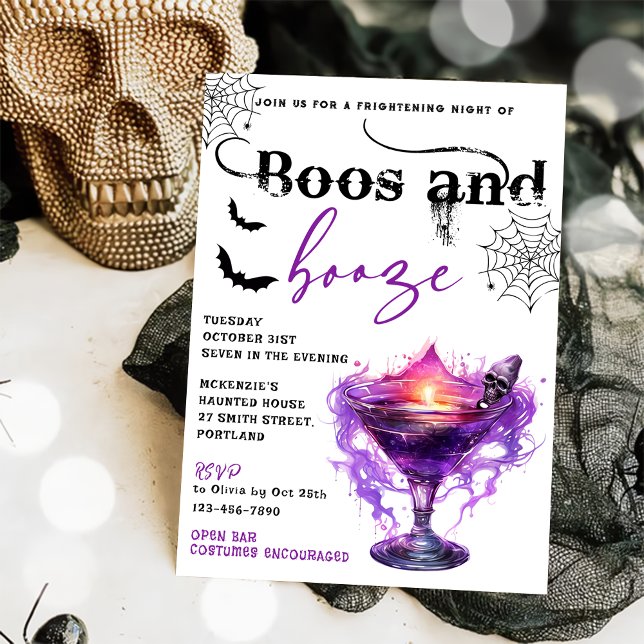 Boos Et Booze Invitation De La Fête D'Halloween (Créateur téléchargé)