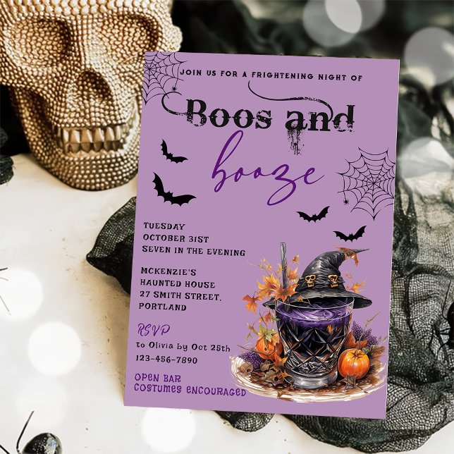 Boos Et Booze Invitation De La Fête D'Halloween (Créateur téléchargé)