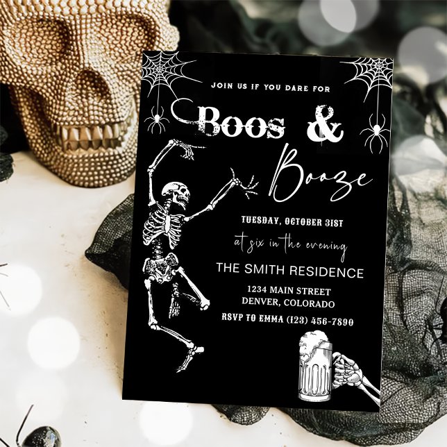 Boos Et Booze Invitation De La Fête D'Halloween (Créateur téléchargé)