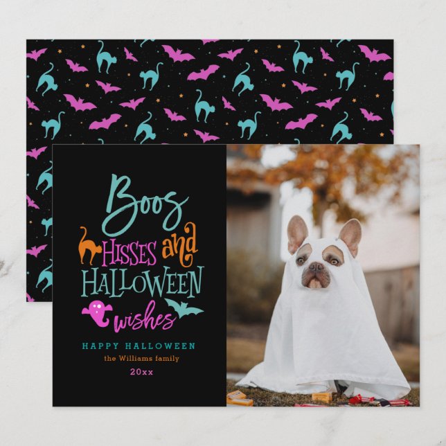 Boos Hisses et Halloween Voeux Cartes photos (Devant / Derrière)