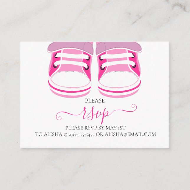 BOOTIES ROSE, BABY SHOWER carte de boîtier RSVP (Devant)
