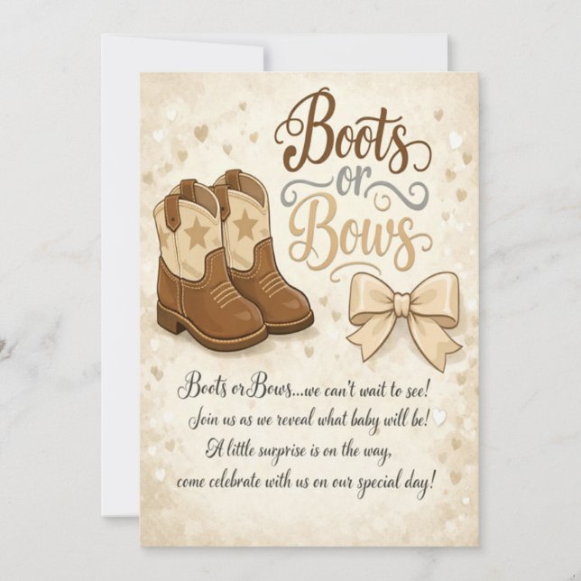 Boots and Bows Gender Reveal Invitation (Devant)