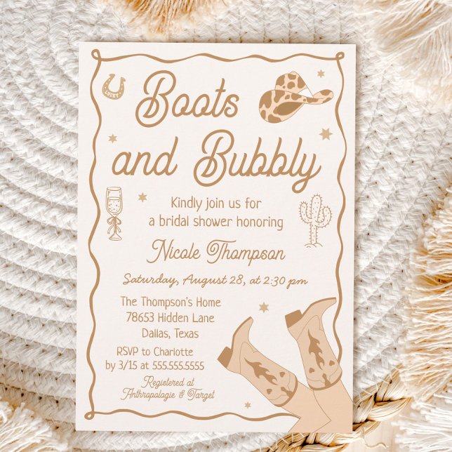 Boots and Bubbly Western Bridal Shower Invitation (Créateur téléchargé)