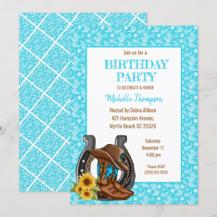 Boots Bandana Sunflower Invitation Anniversaire