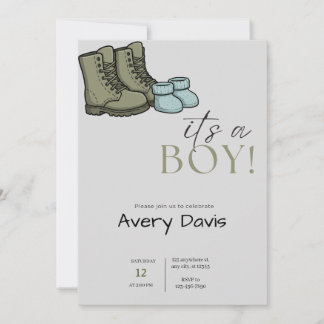 Boots & Booties" Baby shower Invitation