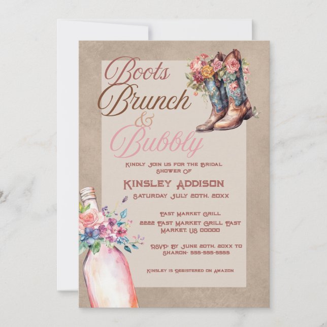 Boots Brunch & Bubbly Invitation de douche nuptial (Devant)