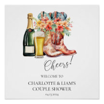Boots, Bubbly, and Brews douche Affiche de bienven