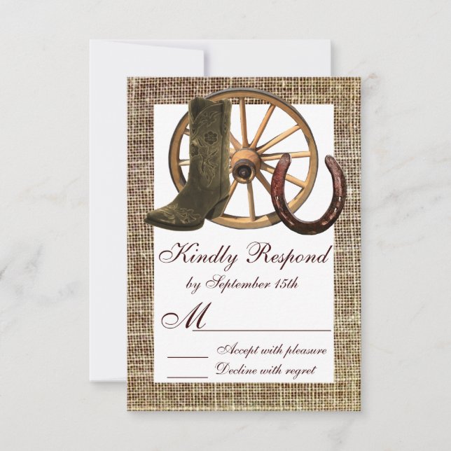 Boots Burlap Cowboy Wagon Wheel Horseshoe RSVP (Devant)