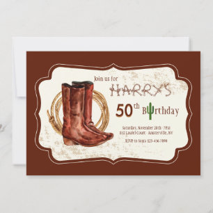 Boots Cowboy Invitation de fête d'anniversaire