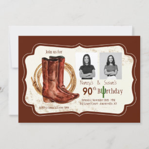 Boots de Cowboy Deux photos Invitation de fête d'a