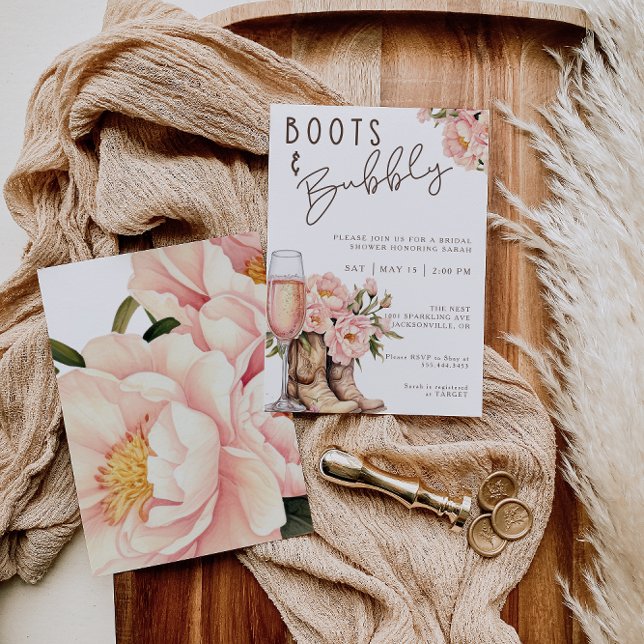 Boots et Bubbly Invitation de douche nuptiale (Créateur téléchargé)