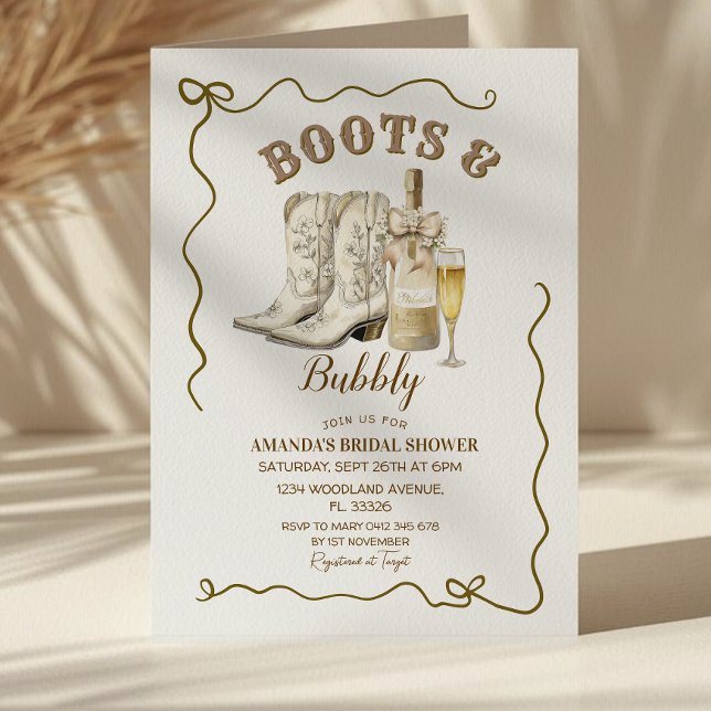 Boots et Bubbly Invitation de la douche nuptiale, (Créateur téléchargé)