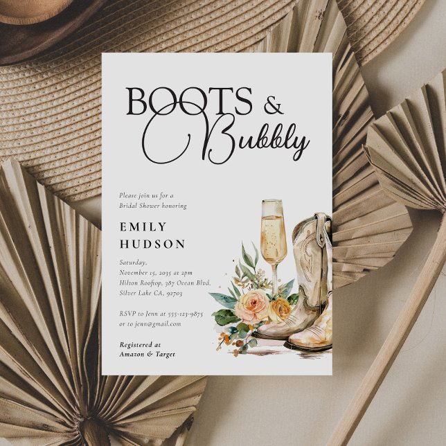 Boots et Bubbly Western Bridal Show Invitation (Créateur téléchargé)