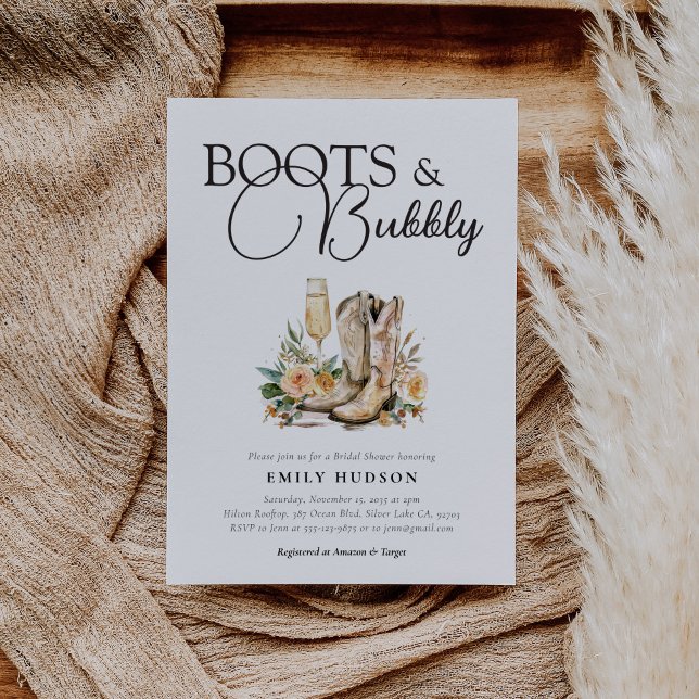 Boots et Bubbly Western Bridal Show Invitation (Créateur téléchargé)