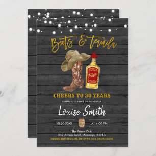 Boots et Tequilla Adulte Invitation d'anniversaire