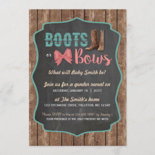 Boots or Bows Gender Reveillez Invitation
