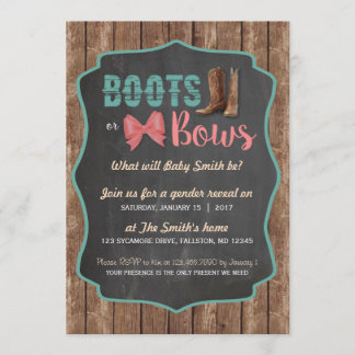 Boots or Bows Gender Reveillez Invitation