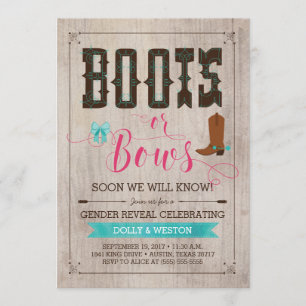 Boots or Bows Gender Reveillez Invitations