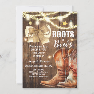 Boots ou bows Genre Révéler Baby shower Invitation