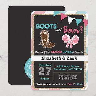 Boots ou Bows Genre Révéler Invitation