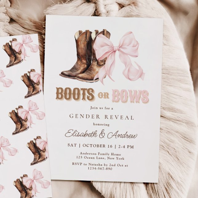 Boots ou Bows Genre Révéler Invitation (Créateur téléchargé)