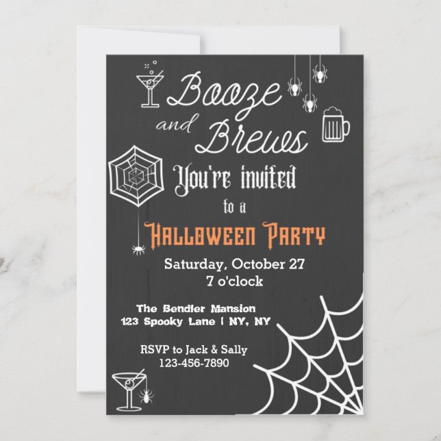Booze and Brews Halloween Party Invitation (Devant)