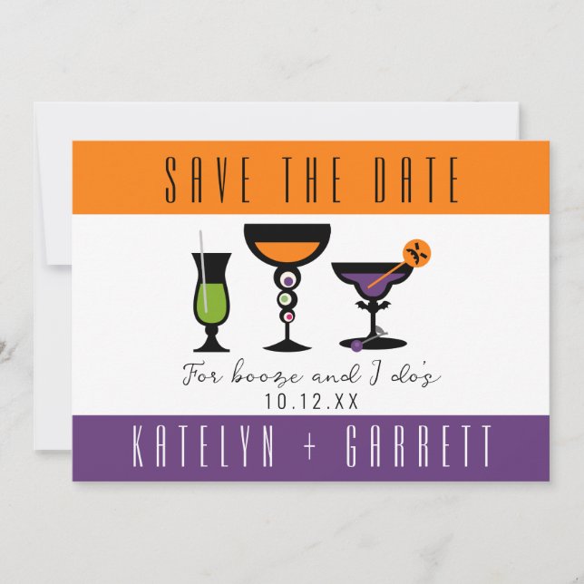 Booze and I Do's Halloween Save The Date Card (Devant)