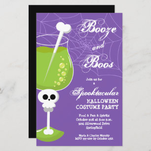 Booze et Boos Budget Halloween Invitations